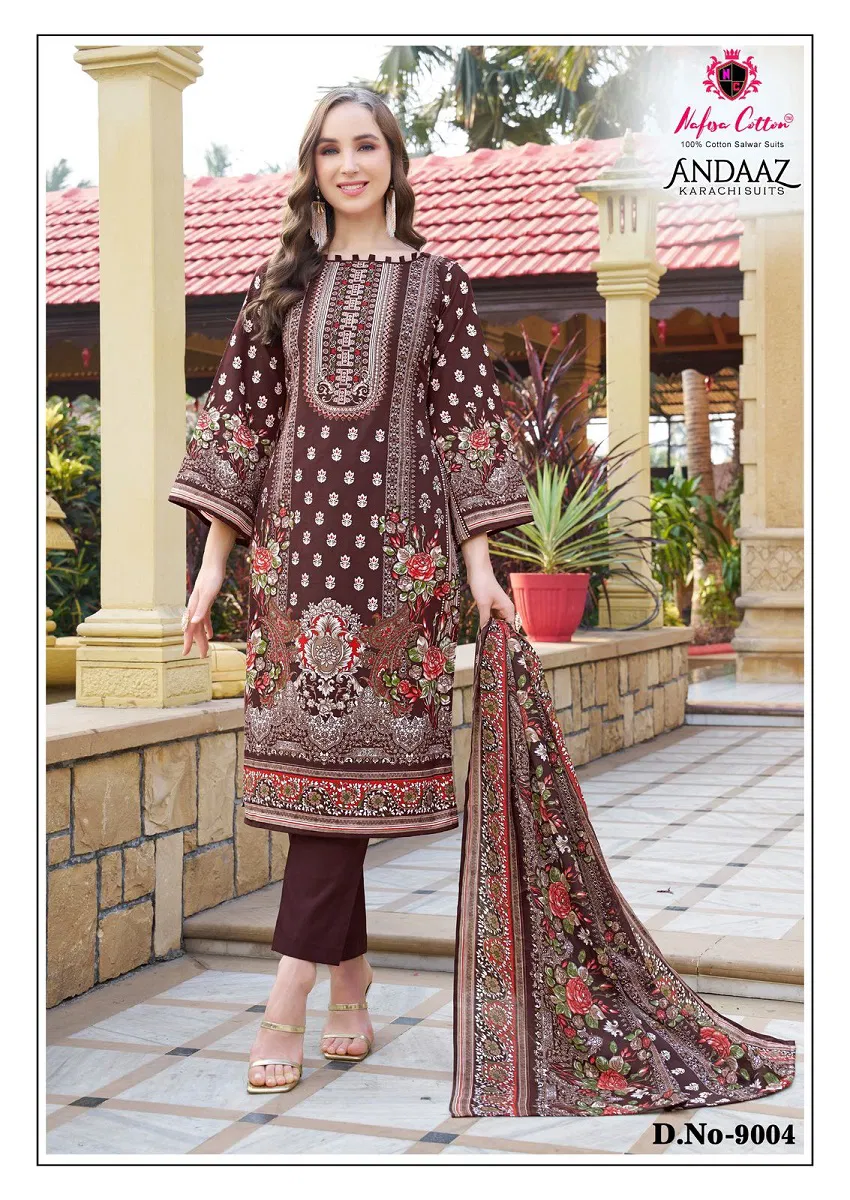 Andaaz Vol 9 By Nafisa Printed Karachi Cotton Dress Material Suppliers In India